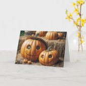 Happy Fall Pumpkins auf Hay Bales Karte (Gelbe Blume)