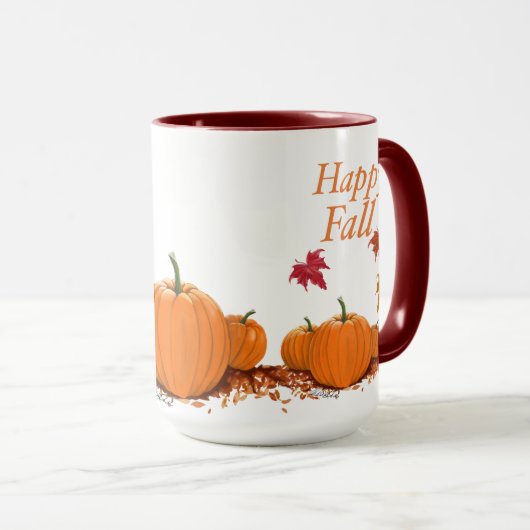 Happy Fall Pumpkins und Blätter Tasse (VorderseiteRechts)