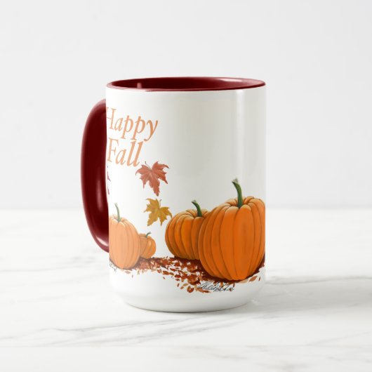 Happy Fall Pumpkins und Blätter Tasse (Vorderseite Links)
