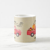 Happy Fall Red Truck Name Pumpkins Kaffeetasse (Mittel)