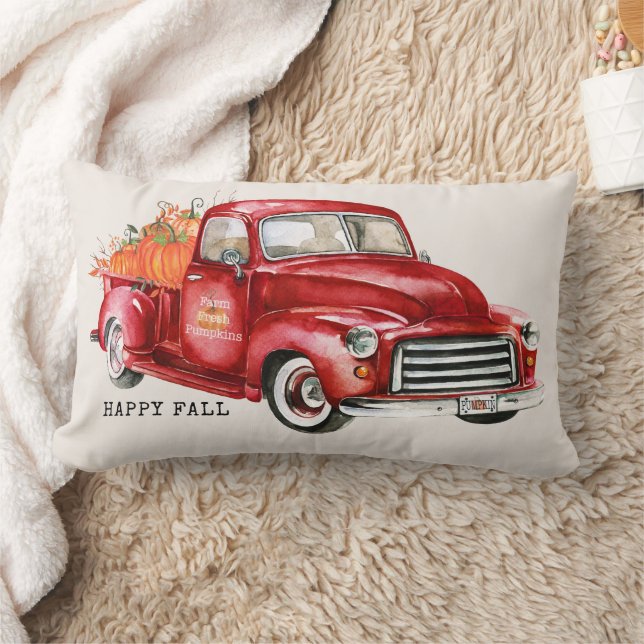 Happy Fall Red Truck Pumpkins Lendenkissen (Decke)