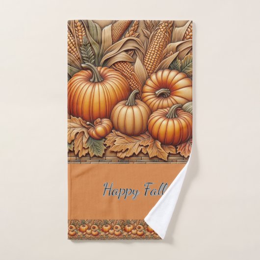 Happy Fall Season Pumpkins Orange Handtuch (Handtuch)