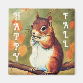 Happy Fall Squirrel Square Magnet (Vorne)