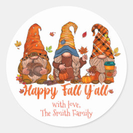 Happy Fall Stickers, Gnome, Erntedank Runder Aufkleber
