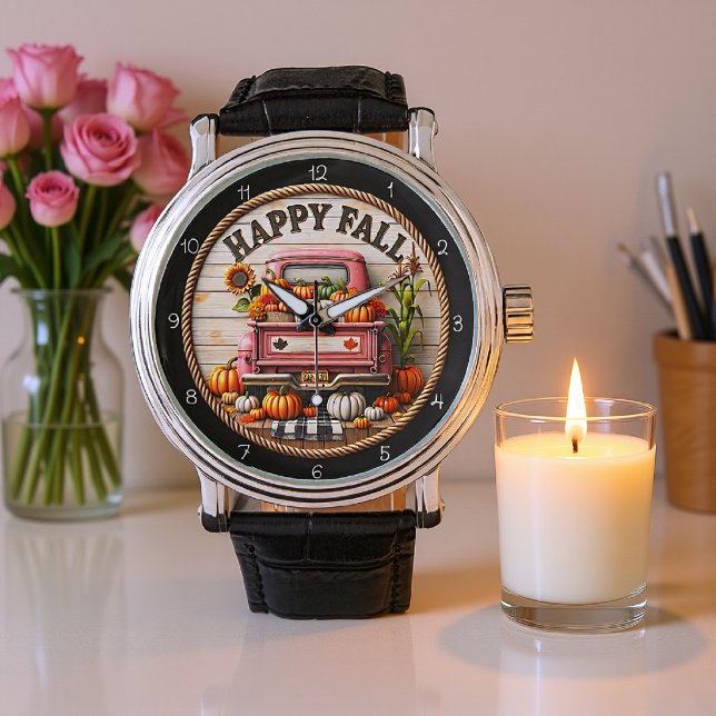 Happy Fall Truck Pumpkin Armbanduhr (Von Creator hochgeladen)