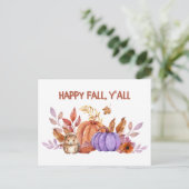 Happy Fall Wassercolor Pumpkins und Igel Postkarte (Stehend Vorderseite)