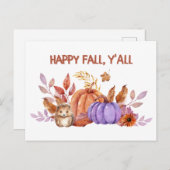 Happy Fall Wassercolor Pumpkins und Igel Postkarte (Vorne/Hinten)