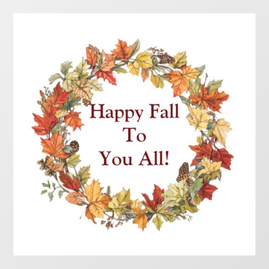 Happy Fall Wreath Window Cloning Fensteraufkleber (Blatt)