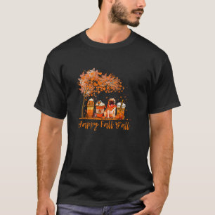 Happy Fall Y all Dog Herbst Mops Pumpkin Kaffeerse T-Shirt