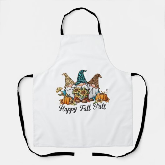 Happy Fall Y all Gnome Leopard Pumpkin Shirt Schürze (Vorderseite)