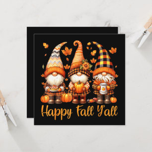 Happy Fall Y all Gnome Pumpkin Autumn Thanksgiving Einladung