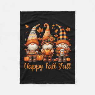 Happy Fall Y all Gnome Pumpkin Autumn Thanksgiving Fleecedecke
