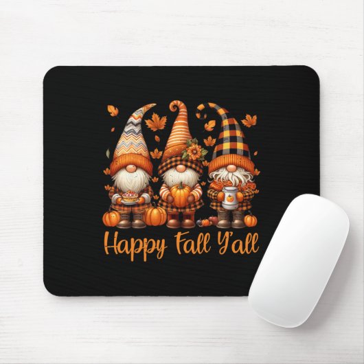Happy Fall Y all Gnome Pumpkin Autumn Thanksgiving Mousepad (Mit Mouse)