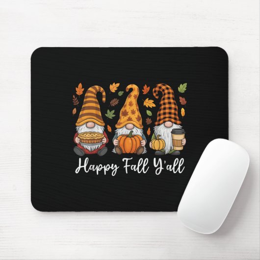 Happy Fall Y all Gnome Pumpkin Autumn Thanksgiving Mousepad (Mit Mouse)