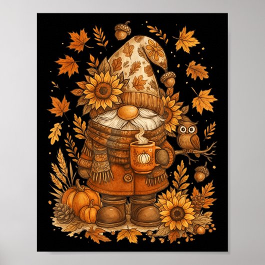 Happy Fall Y all Gnome Pumpkin Autumn Thanksgiving Poster (Vorne)