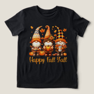 Happy Fall Y all Gnome Pumpkin Autumn Thanksgiving Tri-Blend Shirt