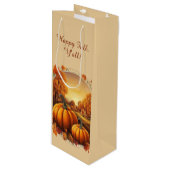 Happy Fall Y’all Herbst Pumpkins Rustikale Landsch Geschenktüte Für Weinflaschen (Vorderseite Schrägansicht)