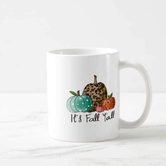 Happy Fall Y’all Pumpkin Leopard Sein Fall Yall Kaffeetasse (Rechts)