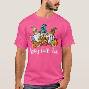 Happy Fall Y all T Shirt Gnome Leopard Pumpkin Aut