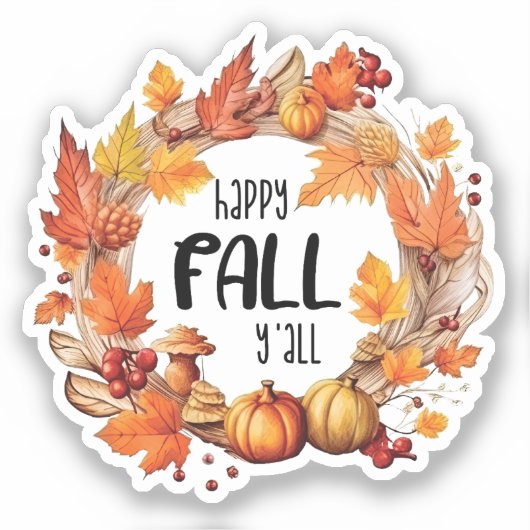 Happy Fall Y'all Aufkleber (Vorderseite)