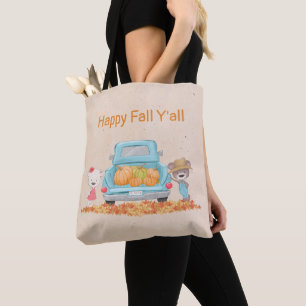 Happy Fall Y'all Autumn Bären Kürbis in Truck Tasche