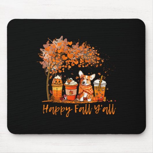 Happy Fall Y'all Autumn Corgi Halloween Pumpkin Sp Mousepad (Vorne)