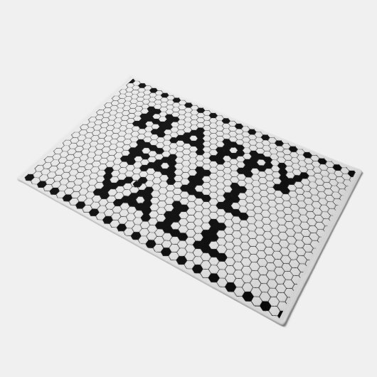 Happy Fall Y'all Black and White Tile Fußmatte (Schrägansicht)