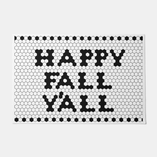 Happy Fall Y'all Black and White Tile Fußmatte (Vorderseite)