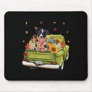 Happy Fall Y'all Border Collie Dog auf Truck Pumpk Mousepad