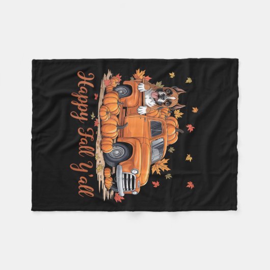 Happy Fall Yall Boxer Dog Kürbiskur Herbstfall Fleecedecke (Vorderseite (Horizontal))
