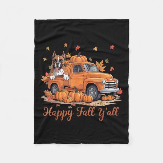 Happy Fall Yall Boxer Dog Kürbiskur Herbstfall Fleecedecke (Vorderseite)