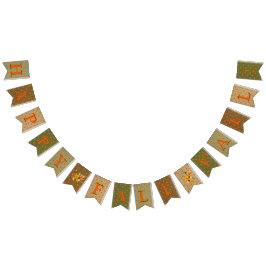 Happy Fall Y'All Burlap Orange Yellow Dots Wimpelkette