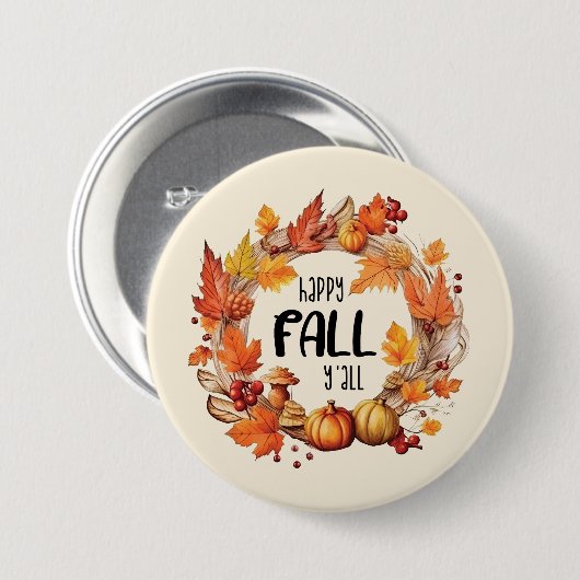 Happy Fall Y'all Button (Vorne & Hinten)