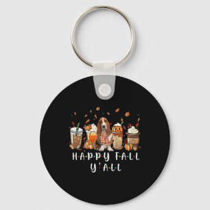 Happy Fall Y'all Bysset Hound Dog Kaffee Pumpkin F Schlüsselanhänger