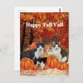 Happy Fall Y'all Cats and Pumpkins Postkarte (Vorne/Hinten)