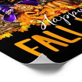 Happy Fall Y'all Cats Lover Autumn Pumpkin Maple H Poster (Ecke)