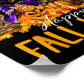 Happy Fall Y'all Cats Lover Autumn Pumpkin Maple H Poster (Ecke)