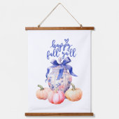 Happy Fall Y'all | Chinoiserie Ginger Jar Pumpkins Wandteppich Mit Holzrahmen (Vorderseite)