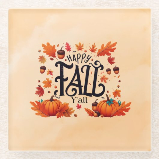 Happy Fall Y'all classic Glasuntersetzer (Vorderseite)