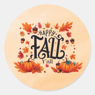 Happy Fall Y'all classic Runder Aufkleber