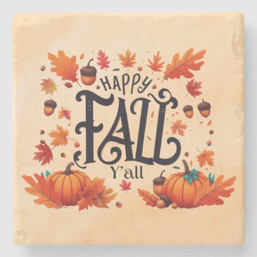 Happy Fall Y'all classic Steinuntersetzer (Vorderseite)