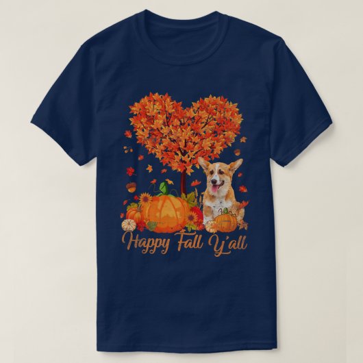 Happy Fall Yall Corgi Dog Pumpkin Thanksgiving825 T-Shirt (Design vorne)