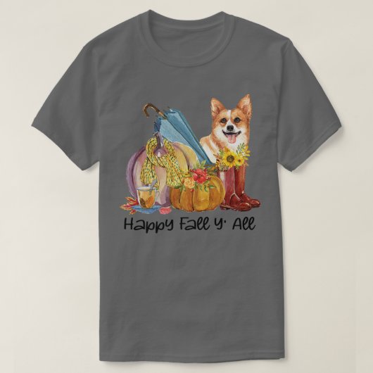 Happy Fall Y'all Corgi Hund Mama Pumpkin Fall Dank T-Shirt (Design vorne)