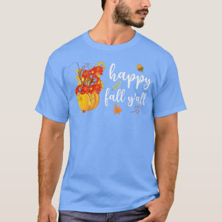 Happy Fall Y'all Cute Pumpkin Leaves Autumn Fall S T-Shirt