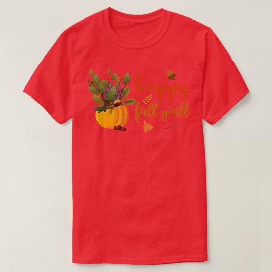 Happy Fall Yall Cute Pumpkin Leaves Autumn Fall Se T-Shirt (Design vorne)