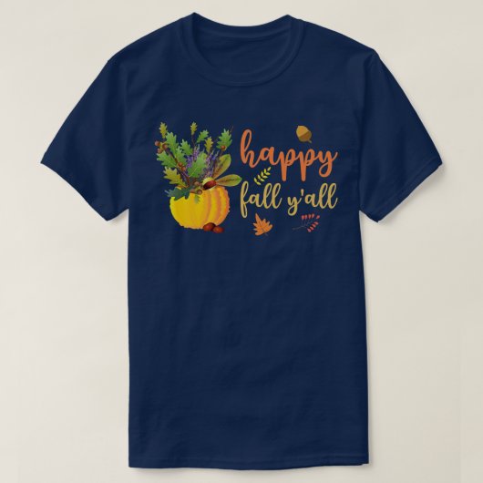 Happy Fall Yall Cute Pumpkin Leaves Autumn Fall Se T-Shirt (Design vorne)