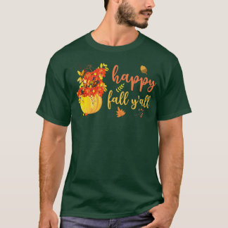 Happy Fall Yall Cute Pumpkin Leaves Autumn Fall Se T-Shirt