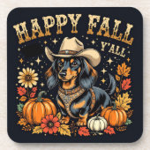 Happy Fall Y'All Dackel Getränkeuntersetzer (Vorderseite)
