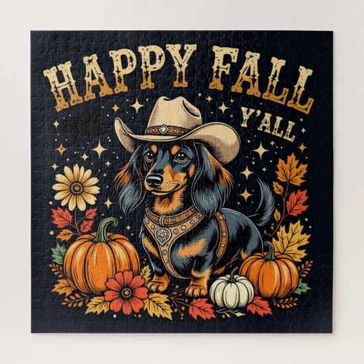 Happy Fall Y'All Dackel Puzzle (Vertikal)