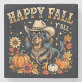 Happy Fall Y'All Dackel Steinuntersetzer (Vorderseite)